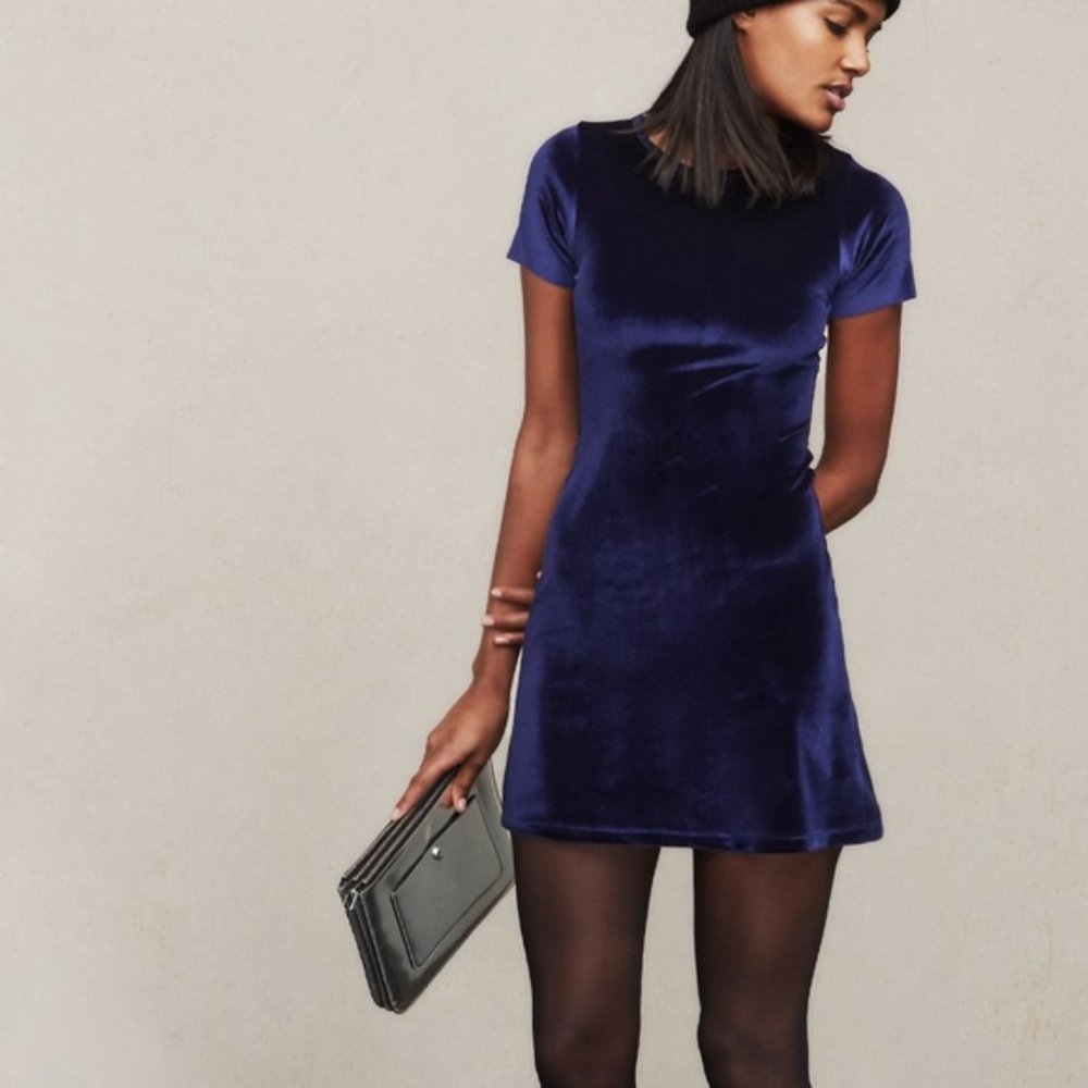 Reformation Volta dress blue velvet small